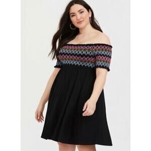 Torrid Size 3 3X Off the Shoulder Embroidered Dress